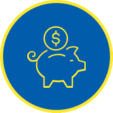 An icon of a piggy bank.